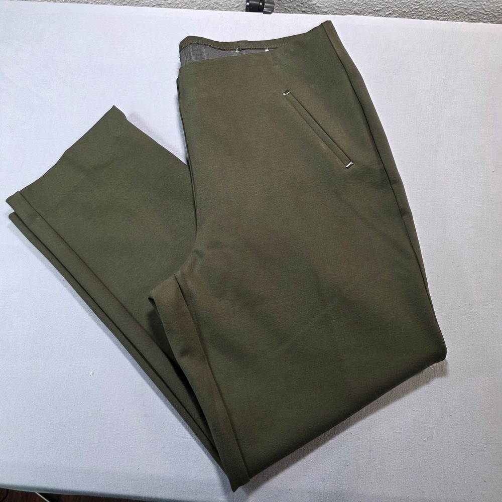 Chicos Olive Green Pull On‎ Straight Leg Pants Women 2.5P US 14P Career Stretch